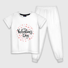 Детская пижама хлопок с принтом Valentines Day в Екатеринбурге, 100% хлопок |  брюки и футболка прямого кроя, без карманов, на брюках мягкая резинка на поясе и по низу штанин
 | happy valentines day | heart | holidays | valentines day | день святого валентина | надписи | праздники | сердце