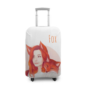 Чехол для чемодана 3D с принтом Девушка-лиса в Екатеринбурге, 86% полиэфир, 14% спандекс | двустороннее нанесение принта, прорези для ручек и колес | fox | foxy | животное | звери | лиса | лисенок | лисичка | милая | рыжая | фокс