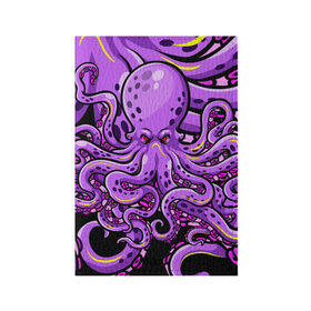 Обложка для паспорта матовая кожа с принтом Кровожадный осьминог в Екатеринбурге, натуральная матовая кожа | размер 19,3 х 13,7 см; прозрачные пластиковые крепления | art | octopus | арт | глаза | голова | животные | красные | монстр | осьминог | щупальца