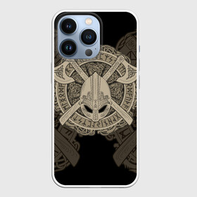 Чехол для iPhone 13 Pro с принтом Воин в Екатеринбурге,  |  | axes | braid | celtic | coat of arms | helmet | ornament | pattern | scandinavian | warrior | воин | герб | кельтский | орнамент | плетенка | скандинавский | топоры | узор | шлем