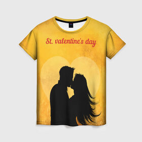 Женская футболка 3D с принтом St. valentines day в Екатеринбурге, 100% полиэфир ( синтетическое хлопкоподобное полотно) | прямой крой, круглый вырез горловины, длина до линии бедер | 14 февраля | love | the 14th of february | valentine | день влюбленных | любовь | пара | святой валентин