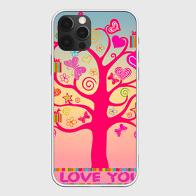 Чехол для iPhone 12 Pro Max с принтом Дерево любви признание в Екатеринбурге, Силикон |  | бабочки | дерево | деревце | любовь | признание | розовый | романтика | сердечки | цветочки