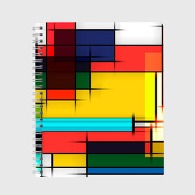 Тетрадь с принтом абстрактные фигуры цвета в Екатеринбурге, 100% бумага | 48 листов, плотность листов — 60 г/м2, плотность картонной обложки — 250 г/м2. Листы скреплены сбоку удобной пружинной спиралью. Уголки страниц и обложки скругленные. Цвет линий — светло-серый
 | абстракция | геометрия | краски | кубизм | линии | под все | прямоугольники | современное искусство | текстуры | тренды | фигуры | цвета | яркий