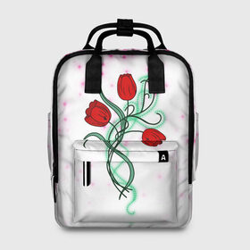 Женский рюкзак 3D с принтом Весенний вальс в Екатеринбурге, 100% полиэстер | лямки с регулируемой длиной, сверху ручки, чтобы рюкзак нести как сумку. Основное отделение закрывается на молнию, как и внешний карман. Внутри два дополнительных кармана, один из которых закрывается на молнию. По бокам два дополнительных кармашка, куда поместится маленькая бутылочка
 | 8 марта | love | tulips | алые | бабушка | букет | бутоны | весна | девушке | дочь | жена | женщинам | красные цветы | лепестки | лето | листья | лучшая | любимая | любовь | мама | подарок | природа