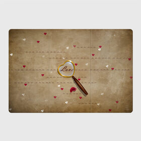 Магнитный плакат 3Х2 с принтом Love в Екатеринбурге, Полимерный материал с магнитным слоем | 6 деталей размером 9*9 см | лепесток розы | лупа | любовь | сердечки | фон пергамент
