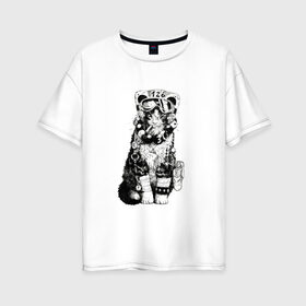 Женская футболка хлопок Oversize с принтом Боевой Котяра Кот в Екатеринбурге, 100% хлопок | свободный крой, круглый ворот, спущенный рукав, длина до линии бедер
 | cat | кот | котенок | котик | коты | кошечка | кошка | кошки | летчик