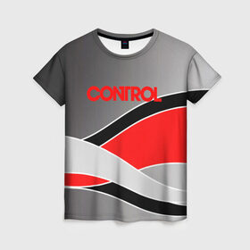Женская футболка 3D с принтом CONTROL (S) в Екатеринбурге, 100% полиэфир ( синтетическое хлопкоподобное полотно) | прямой крой, круглый вырез горловины, длина до линии бедер | control | game | remedy | tegunvteg | игры | контрол | ремеди