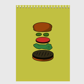Скетчбук с принтом Бургер в разборе в Екатеринбурге, 100% бумага
 | 48 листов, плотность листов — 100 г/м2, плотность картонной обложки — 250 г/м2. Листы скреплены сверху удобной пружинной спиралью | Тематика изображения на принте: fastfood | food | pattern | бургер | бургер кинг | гамбургер | еда | макдональдс | паттерн | фастфуд