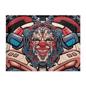 Обложка для студенческого билета с принтом Механический клоун в Екатеринбурге, натуральная кожа | Размер: 11*8 см; Печать на всей внешней стороне | Тематика изображения на принте: clown | cyberpunk | evil | head | mask | mechanical | rage | robot | skull | арт | гнев | голова | демон | злой | киберпанк | клоун | маска | механический | монстр | робот | череп