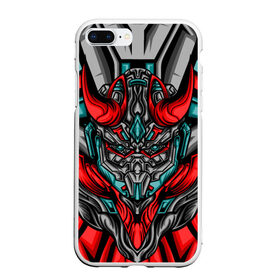 Чехол для iPhone 7Plus/8 Plus матовый с принтом CyberSkull в Екатеринбурге, Силикон | Область печати: задняя сторона чехла, без боковых панелей | cyberpunk | evil | head | mask | mechanical | rage | robot | skull | арт | гнев | голова | демон | дьявол | злой | киберпанк | маска | механический | монстр | робот | рога | самурай | череп