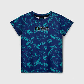 Детская футболка 3D с принтом NASA в Екатеринбурге, 100% гипоаллергенный полиэфир | прямой крой, круглый вырез горловины, длина до линии бедер, чуть спущенное плечо, ткань немного тянется | administration | aeronautics | nasa | national | space | детская | тrdnasa