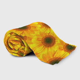Плед 3D с принтом Принт подсолнухи желтый в Екатеринбурге, 100% полиэстер | закругленные углы, все края обработаны. Ткань не мнется и не растягивается | желтый | лето | подсолнухи | солнце | цветение | цветы