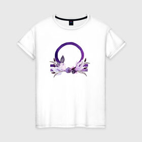 Женская футболка хлопок с принтом Весы в Екатеринбурге, 100% хлопок | прямой крой, круглый вырез горловины, длина до линии бедер, слегка спущенное плечо | астрология | знаки зодиака | зодиак | созвездие | фиолетовый | цикл