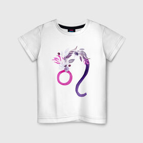 Детская футболка хлопок с принтом Лев в Екатеринбурге, 100% хлопок | круглый вырез горловины, полуприлегающий силуэт, длина до линии бедер | астрология | знаки зодиака | зодиак | созвездие | фиолетовый | цикл