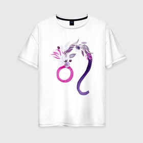 Женская футболка хлопок Oversize с принтом Лев в Екатеринбурге, 100% хлопок | свободный крой, круглый ворот, спущенный рукав, длина до линии бедер
 | астрология | знаки зодиака | зодиак | созвездие | фиолетовый | цикл