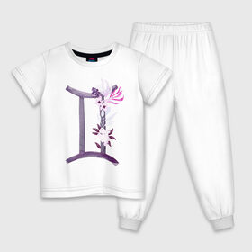 Детская пижама хлопок с принтом Близнецы в Екатеринбурге, 100% хлопок |  брюки и футболка прямого кроя, без карманов, на брюках мягкая резинка на поясе и по низу штанин
 | астрология | знаки зодиака | зодиак | созвездие | фиолетовый | цикл