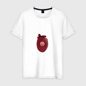 Мужская футболка хлопок с принтом Сердце видит в Екатеринбурге, 100% хлопок | прямой крой, круглый вырез горловины, длина до линии бедер, слегка спущенное плечо. | cердечки | heal | глаз | иллюстрация | любовь | сердце