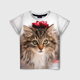 Детская футболка 3D с принтом я лучший подарочек в Екатеринбурге, 100% гипоаллергенный полиэфир | прямой крой, круглый вырез горловины, длина до линии бедер, чуть спущенное плечо, ткань немного тянется | Тематика изображения на принте: бантик | взгляд | глаза | животные | звери | зверь | киса | кисонька | кот | котейка | котик | коты | котэ | кошки | лапы | нос | подарок | подарочек | сюрприз | усы | уши | шерсть