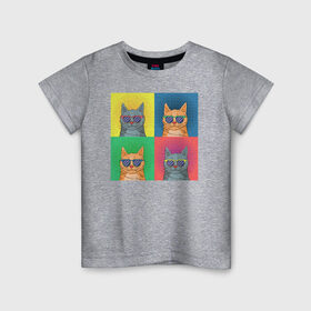 Детская футболка хлопок с принтом Pop Art Коты в Екатеринбурге, 100% хлопок | круглый вырез горловины, полуприлегающий силуэт, длина до линии бедер | cat | cats | pop art cat | pop cat | кот | коты | кошка | поп арт кот
