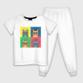 Детская пижама хлопок с принтом Pop Cat в Екатеринбурге, 100% хлопок |  брюки и футболка прямого кроя, без карманов, на брюках мягкая резинка на поясе и по низу штанин
 | art | cat | colorful | mem | meme | memes | music | pop | rainbow | retro | style | арт | буп | кот | котенок | котик | котэ | краски | красочный | мем | мемы | музыка | ретро