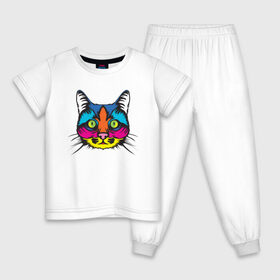 Детская пижама хлопок с принтом Pop Cat в Екатеринбурге, 100% хлопок |  брюки и футболка прямого кроя, без карманов, на брюках мягкая резинка на поясе и по низу штанин
 | art | cat | colorful | mem | meme | memes | music | pop | rainbow | retro | style | арт | буп | кот | котенок | котик | котэ | краски | красочный | мем | мемы | музыка | ретро