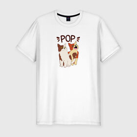 Мужская футболка хлопок Slim с принтом Pop Cat в Екатеринбурге, 92% хлопок, 8% лайкра | приталенный силуэт, круглый вырез ворота, длина до линии бедра, короткий рукав | art | cat | dj | goer | musician | party | pop | singer | арт | буп | диджей | кот | кошка | музыкант | певец | поп | тусовщик