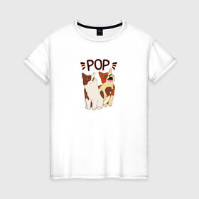 Женская футболка хлопок с принтом Pop Cat в Екатеринбурге, 100% хлопок | прямой крой, круглый вырез горловины, длина до линии бедер, слегка спущенное плечо | art | cat | dj | goer | musician | party | pop | singer | арт | буп | диджей | кот | кошка | музыкант | певец | поп | тусовщик