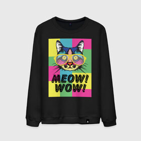 Мужской свитшот хлопок с принтом Pop Cat | Meow Wow! в Екатеринбурге, 100% хлопок |  | Тематика изображения на принте: cat | kitty | meow | popcat | wow | кот | кошка | мяв | мяу | поп кет | поп кошка