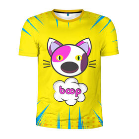 Мужская футболка 3D спортивная с принтом PoP CaT BooP в Екатеринбурге, 100% полиэстер с улучшенными характеристиками | приталенный силуэт, круглая горловина, широкие плечи, сужается к линии бедра | boom | meme | pop art | popping | бум | буп кот | котик | мем | поп арт | ретро | стиль