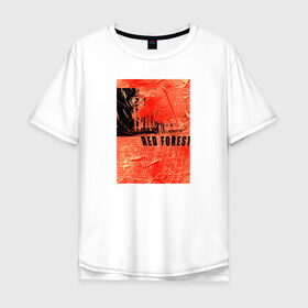 Мужская футболка хлопок Oversize с принтом Красный лес в Екатеринбурге, 100% хлопок | свободный крой, круглый ворот, “спинка” длиннее передней части | gta | los santos | san andreas | абстракция | лес | складки