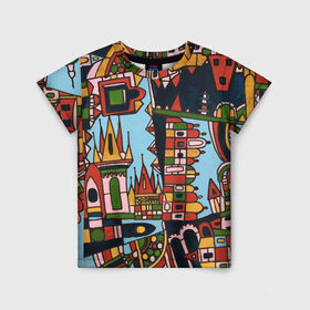 Детская футболка 3D с принтом Сказочная Прага в Екатеринбурге, 100% гипоаллергенный полиэфир | прямой крой, круглый вырез горловины, длина до линии бедер, чуть спущенное плечо, ткань немного тянется | Тематика изображения на принте: город | графика | прага | рисунки | сказка