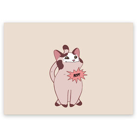 Поздравительная открытка с принтом Pop Cat в Екатеринбурге, 100% бумага | плотность бумаги 280 г/м2, матовая, на обратной стороне линовка и место для марки
 | Тематика изображения на принте: baby | cat meme | kitty | meme | meow | pop cat | буп | взгляд кота | голова кота | детям | животные | звери | киска | кот мем | коты | котята | кошак | кошка | малыш | мемы | мультяшный | мяу | питомец | приколы | пушистый