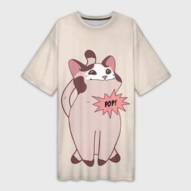Платье-футболка 3D с принтом Pop Cat в Екатеринбурге,  |  | baby | cat meme | kitty | meme | meow | pop cat | буп | взгляд кота | голова кота | детям | животные | звери | киска | кот мем | коты | котята | кошак | кошка | малыш | мемы | мультяшный | мяу | питомец | приколы | пушистый