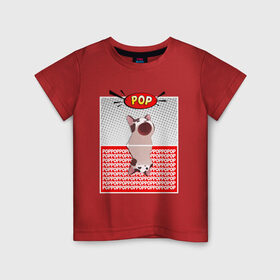 Детская футболка хлопок с принтом ПОП-КОТ в Екатеринбурге, 100% хлопок | круглый вырез горловины, полуприлегающий силуэт, длина до линии бедер | cat | mouthed | popping | wide | кот | кот круглый рот | кот мем | кот открывает рот | круглый | мемы | открытый | поп | рот | странный