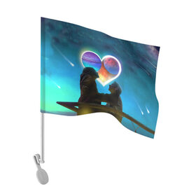 Флаг для автомобиля с принтом Ваня Дмитриенко Венера-Юпитер в Екатеринбурге, 100% полиэстер | Размер: 30*21 см | венера юпитер | день всех влюбленных | дмитриенко | сердечко