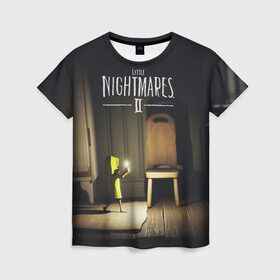 Женская футболка 3D с принтом Little Nightmares 2 в Екатеринбурге, 100% полиэфир ( синтетическое хлопкоподобное полотно) | прямой крой, круглый вырез горловины, длина до линии бедер | little nightmares | nightmares | игры | литл найтмейрс | моно | учительница