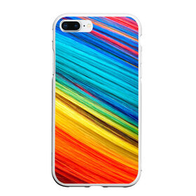 Чехол для iPhone 7Plus/8 Plus матовый с принтом цветной мех диагональ в Екатеринбурге, Силикон | Область печати: задняя сторона чехла, без боковых панелей | волокна | геометрия | диагональ | краски | мех | полоски | полосы | радуга | текстура | цвета | яркий