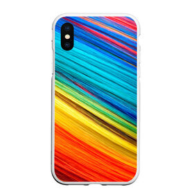Чехол для iPhone XS Max матовый с принтом цветной мех диагональ в Екатеринбурге, Силикон | Область печати: задняя сторона чехла, без боковых панелей | волокна | геометрия | диагональ | краски | мех | полоски | полосы | радуга | текстура | цвета | яркий