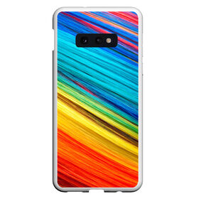 Чехол для Samsung S10E с принтом цветной мех диагональ в Екатеринбурге, Силикон | Область печати: задняя сторона чехла, без боковых панелей | волокна | геометрия | диагональ | краски | мех | полоски | полосы | радуга | текстура | цвета | яркий