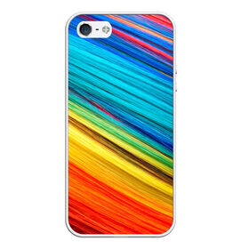 Чехол для iPhone 5/5S матовый с принтом цветной мех диагональ в Екатеринбурге, Силикон | Область печати: задняя сторона чехла, без боковых панелей | волокна | геометрия | диагональ | краски | мех | полоски | полосы | радуга | текстура | цвета | яркий