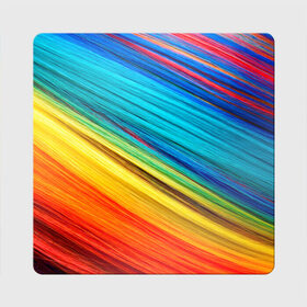 Магнит виниловый Квадрат с принтом цветной мех диагональ в Екатеринбурге, полимерный материал с магнитным слоем | размер 9*9 см, закругленные углы | волокна | геометрия | диагональ | краски | мех | полоски | полосы | радуга | текстура | цвета | яркий