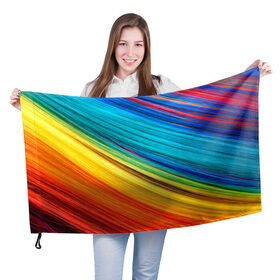 Флаг 3D с принтом цветной мех диагональ в Екатеринбурге, 100% полиэстер | плотность ткани — 95 г/м2, размер — 67 х 109 см. Принт наносится с одной стороны | волокна | геометрия | диагональ | краски | мех | полоски | полосы | радуга | текстура | цвета | яркий