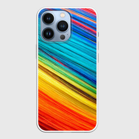 Чехол для iPhone 13 Pro с принтом цветной мех диагональ в Екатеринбурге,  |  | волокна | геометрия | диагональ | краски | мех | полоски | полосы | радуга | текстура | цвета | яркий