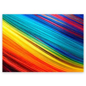 Поздравительная открытка с принтом цветной мех диагональ в Екатеринбурге, 100% бумага | плотность бумаги 280 г/м2, матовая, на обратной стороне линовка и место для марки
 | волокна | геометрия | диагональ | краски | мех | полоски | полосы | радуга | текстура | цвета | яркий