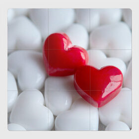 Магнитный плакат 3Х3 с принтом два сердца пара в Екатеринбурге, Полимерный материал с магнитным слоем | 9 деталей размером 9*9 см | Тематика изображения на принте: вдвоем | взаимность | вместе | два сердца | любовь | мы | нашлись | пара | сердечки | сердца