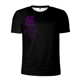 Мужская футболка 3D спортивная с принтом Фиолетовая Япония в Екатеринбурге, 100% полиэстер с улучшенными характеристиками | приталенный силуэт, круглая горловина, широкие плечи, сужается к линии бедра | ворота | графика | демоны | они | самурай | скетч | тории | фиолетовый | хання | ханья | япония