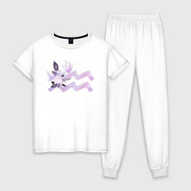 Женская пижама хлопок с принтом Водолей в Екатеринбурге, 100% хлопок | брюки и футболка прямого кроя, без карманов, на брюках мягкая резинка на поясе и по низу штанин | астрология | знаки зодиака | зодиак | созвездие | фиолетовый | цикл
