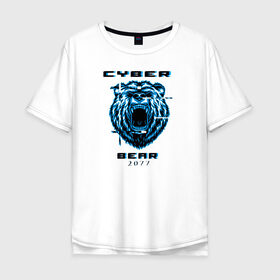 Мужская футболка хлопок Oversize с принтом CYBER BEAR 2077 в Екатеринбурге, 100% хлопок | свободный крой, круглый ворот, “спинка” длиннее передней части | cyberpunk 2077 | hacker | maelstrom | militech | quadra | samurai | technology | trauma team | v | будущее | игра | иероглифы | киану ривз | кибер | киберпанк | киборг | киборги | корпорация | лого | медведь | милитек | мишка | панк | роботы | са