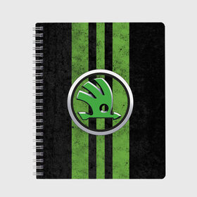 Тетрадь с принтом Skoda Green Logo (Z) в Екатеринбурге, 100% бумага | 48 листов, плотность листов — 60 г/м2, плотность картонной обложки — 250 г/м2. Листы скреплены сбоку удобной пружинной спиралью. Уголки страниц и обложки скругленные. Цвет линий — светло-серый
 | octavia | rapid | rs | skoda | superb | vag | volkswagen | vrs | vw | yeti | авто | автомобиль | ам | ваг | вагавод | ети | карбон | машина | октавия | рапид | суперб | шкода | шкодавод