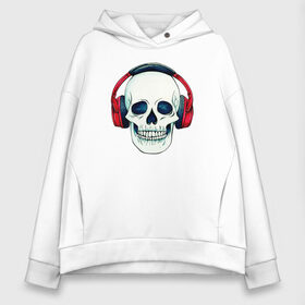 Женское худи Oversize хлопок с принтом Skull Music в Екатеринбурге, френч-терри — 70% хлопок, 30% полиэстер. Мягкий теплый начес внутри —100% хлопок | боковые карманы, эластичные манжеты и нижняя кромка, капюшон на магнитной кнопке | art | body | bones | dead | drawing | face | graffiti | head | roses | skeleton | skul | skull | ад | арт | голова | граффити | зло | кости | лицо | металл | нарисованный | розы | рок | скелет | скул | скулл | три черепа | тьма